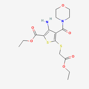 molecular formula C16H22N2O6S2 B2770519 Ethyl 3-amino-5-[(2-ethoxy-2-oxoethyl)sulfanyl]-4-(morpholin-4-ylcarbonyl)thiophene-2-carboxylate CAS No. 892289-47-3