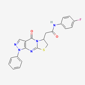 molecular formula C21H16FN5O2S B2770523 N-(4-氟苯基)-2-(4-氧代-1-苯基-1,4,6,7-四氢吡唑并[3,4-d]噻唑-6-基)乙酰胺 CAS No. 946255-78-3