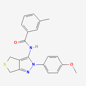 molecular formula C20H19N3O2S B2770540 N-[2-(4-methoxyphenyl)-2H,4H,6H-thieno[3,4-c]pyrazol-3-yl]-3-methylbenzamide CAS No. 361168-36-7