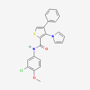 molecular formula C22H17ClN2O2S B2770542 N-(3-chloro-4-methoxyphenyl)-4-phenyl-3-(1H-pyrrol-1-yl)thiophene-2-carboxamide CAS No. 1291868-80-8