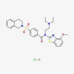 molecular formula C30H35ClN4O4S2 B2770544 N-(2-(diethylamino)ethyl)-4-((3,4-dihydroisoquinolin-2(1H)-yl)sulfonyl)-N-(4-methoxybenzo[d]thiazol-2-yl)benzamide hydrochloride CAS No. 1321682-59-0