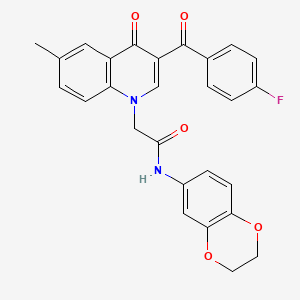 N-(2,3-dihydrobenzo[b][1,4]dioxin-6-yl)-2-(3-(4-fluorobenzoyl)-6-methyl-4-oxoquinolin-1(4H)-yl)acetamide