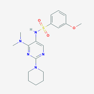 molecular formula C18H25N5O3S B2770579 N-(4-(dimethylamino)-2-(piperidin-1-yl)pyrimidin-5-yl)-3-methoxybenzenesulfonamide CAS No. 1796966-85-2