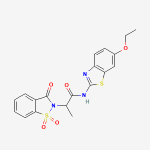 molecular formula C19H17N3O5S2 B2770580 2-(1,1-dioxido-3-oxobenzo[d]isothiazol-2(3H)-yl)-N-(6-ethoxybenzo[d]thiazol-2-yl)propanamide CAS No. 899955-64-7