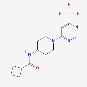 molecular formula C15H19F3N4O B2770582 N-(1-(6-(trifluoromethyl)pyrimidin-4-yl)piperidin-4-yl)cyclobutanecarboxamide CAS No. 2034330-59-9