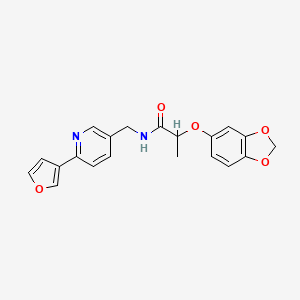 molecular formula C20H18N2O5 B2770585 2-(benzo[d][1,3]dioxol-5-yloxy)-N-((6-(furan-3-yl)pyridin-3-yl)methyl)propanamide CAS No. 2034382-94-8
