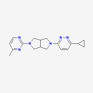 molecular formula C18H22N6 B2770589 2-(6-Cyclopropylpyridazin-3-yl)-5-(4-methylpyrimidin-2-yl)-1,3,3a,4,6,6a-hexahydropyrrolo[3,4-c]pyrrole CAS No. 2415490-30-9