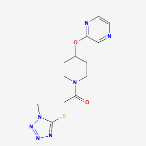 molecular formula C13H17N7O2S B2770592 2-((1-methyl-1H-tetrazol-5-yl)thio)-1-(4-(pyrazin-2-yloxy)piperidin-1-yl)ethanone CAS No. 1421474-90-9