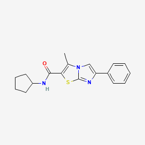 molecular formula C18H19N3OS B2770608 N-cyclopentyl-3-methyl-6-phenylimidazo[2,1-b][1,3]thiazole-2-carboxamide CAS No. 852133-25-6