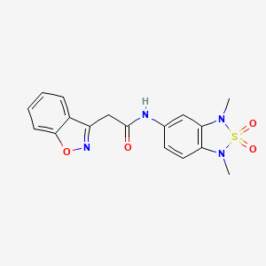 molecular formula C17H16N4O4S B2770610 2-(1,2-benzoxazol-3-yl)-N-(1,3-dimethyl-2,2-dioxo-1,3-dihydro-2lambda6,1,3-benzothiadiazol-5-yl)acetamide CAS No. 2034482-78-3