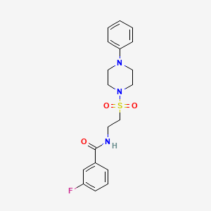 molecular formula C19H22FN3O3S B2770629 3-fluoro-N-{2-[(4-phenylpiperazin-1-yl)sulfonyl]ethyl}benzamide CAS No. 897612-13-4