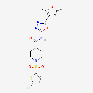 1-((5-chlorothiophen-2-yl)sulfonyl)-N-(5-(2,5-dimethylfuran-3-yl)-1,3,4-oxadiazol-2-yl)piperidine-4-carboxamide