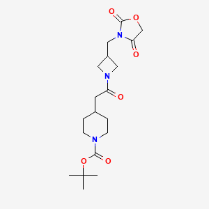 molecular formula C19H29N3O6 B2770648 Tert-butyl 4-(2-(3-((2,4-dioxooxazolidin-3-yl)methyl)azetidin-1-yl)-2-oxoethyl)piperidine-1-carboxylate CAS No. 2034383-31-6