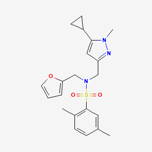 N-((5-cyclopropyl-1-methyl-1H-pyrazol-3-yl)methyl)-N-(furan-2-ylmethyl)-2,5-dimethylbenzenesulfonamide