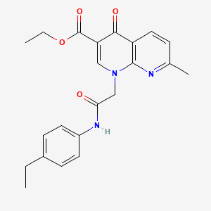 molecular formula C22H23N3O4 B2770668 ETHYL 1-{[(4-ETHYLPHENYL)CARBAMOYL]METHYL}-7-METHYL-4-OXO-1,4-DIHYDRO-1,8-NAPHTHYRIDINE-3-CARBOXYLATE CAS No. 942034-88-0