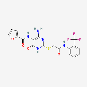 N-(4-amino-6-oxo-2-((2-oxo-2-((2-(trifluoromethyl)phenyl)amino)ethyl)thio)-1,6-dihydropyrimidin-5-yl)furan-2-carboxamide