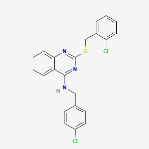 molecular formula C22H17Cl2N3S B2770686 N-[(4-chlorophenyl)methyl]-2-{[(2-chlorophenyl)methyl]sulfanyl}quinazolin-4-amine CAS No. 422531-98-4