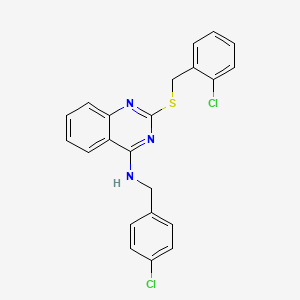 N-[(4-chlorophenyl)methyl]-2-[(2-chlorophenyl)methylsulfanyl]quinazolin-4-amine
