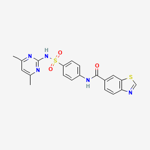 molecular formula C20H17N5O3S2 B2770700 N-(4-(N-(4,6-dimethylpyrimidin-2-yl)sulfamoyl)phenyl)benzo[d]thiazole-6-carboxamide CAS No. 887888-53-1