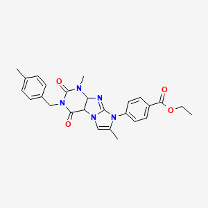 B2770715 ethyl 4-{1,7-dimethyl-3-[(4-methylphenyl)methyl]-2,4-dioxo-1H,2H,3H,4H,8H-imidazo[1,2-g]purin-8-yl}benzoate CAS No. 903298-11-3