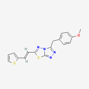 molecular formula C17H14N4OS2 B2770721 (E)-3-(4-methoxybenzyl)-6-(2-(thiophen-2-yl)vinyl)-[1,2,4]triazolo[3,4-b][1,3,4]thiadiazole CAS No. 874464-27-4