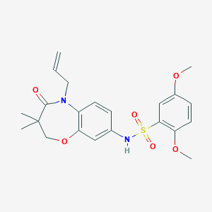 molecular formula C22H26N2O6S B2770739 N-(5-allyl-3,3-dimethyl-4-oxo-2,3,4,5-tetrahydrobenzo[b][1,4]oxazepin-8-yl)-2,5-dimethoxybenzenesulfonamide CAS No. 921996-39-6