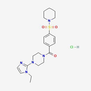 molecular formula C21H30ClN5O3S B2770749 (4-(1-ethyl-1H-imidazol-2-yl)piperazin-1-yl)(4-(piperidin-1-ylsulfonyl)phenyl)methanone hydrochloride CAS No. 1189894-19-6