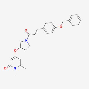 molecular formula C27H30N2O4 B2770760 4-((1-(3-(4-(benzyloxy)phenyl)propanoyl)pyrrolidin-3-yl)oxy)-1,6-dimethylpyridin-2(1H)-one CAS No. 2034389-08-5