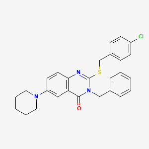 molecular formula C27H26ClN3OS B2770765 3-Benzyl-2-[(4-chlorophenyl)methylsulfanyl]-6-piperidin-1-ylquinazolin-4-one CAS No. 689228-02-2