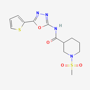 molecular formula C13H16N4O4S2 B2770766 1-(methylsulfonyl)-N-(5-(thiophen-2-yl)-1,3,4-oxadiazol-2-yl)piperidine-3-carboxamide CAS No. 1058398-84-7