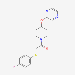2-((4-Fluorophenyl)thio)-1-(4-(pyrazin-2-yloxy)piperidin-1-yl)ethanone