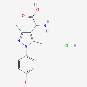 2-Amino-2-[1-(4-fluorophenyl)-3,5-dimethylpyrazol-4-yl]acetic acid;hydrochloride