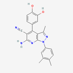 6-amino-4-(3,4-dihydroxyphenyl)-1-(3,4-dimethylphenyl)-3-methyl-1H-pyrazolo[3,4-b]pyridine-5-carbonitrile