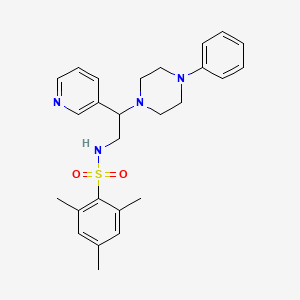 2,4,6-trimethyl-N-(2-(4-phenylpiperazin-1-yl)-2-(pyridin-3-yl)ethyl)benzenesulfonamide