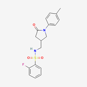 2-fluoro-N-((5-oxo-1-(p-tolyl)pyrrolidin-3-yl)methyl)benzenesulfonamide