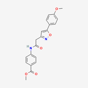 molecular formula C20H18N2O5 B2770821 Methyl 4-(2-(5-(4-methoxyphenyl)isoxazol-3-yl)acetamido)benzoate CAS No. 953140-36-8