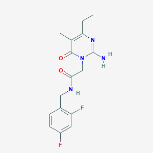 molecular formula C16H18F2N4O2 B2770830 2-(2-amino-4-ethyl-5-methyl-6-oxo-1,6-dihydropyrimidin-1-yl)-N-[(2,4-difluorophenyl)methyl]acetamide CAS No. 1251621-59-6