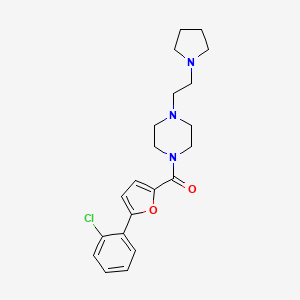 molecular formula C21H26ClN3O2 B2770835 1-[5-(2-Chlorophenyl)furan-2-carbonyl]-4-[2-(pyrrolidin-1-yl)ethyl]piperazine CAS No. 941047-27-4