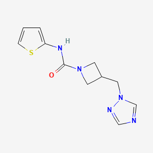 molecular formula C11H13N5OS B2770841 3-((1H-1,2,4-triazol-1-yl)methyl)-N-(thiophen-2-yl)azetidine-1-carboxamide CAS No. 2310123-92-1