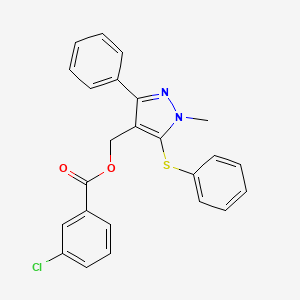 [1-methyl-3-phenyl-5-(phenylsulfanyl)-1H-pyrazol-4-yl]methyl 3-chlorobenzenecarboxylate