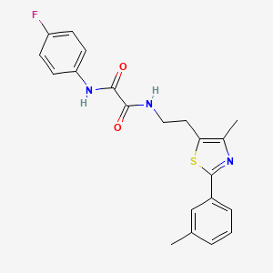 molecular formula C21H20FN3O2S B2770859 N'-(4-fluorophenyl)-N-{2-[4-methyl-2-(3-methylphenyl)-1,3-thiazol-5-yl]ethyl}ethanediamide CAS No. 894017-86-8