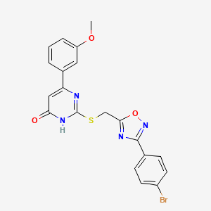 molecular formula C20H15BrN4O3S B2770874 2-(((3-(4-Bromophenyl)-1,2,4-oxadiazol-5-yl)methyl)thio)-6-(3-methoxyphenyl)pyrimidin-4-ol CAS No. 1021211-37-9