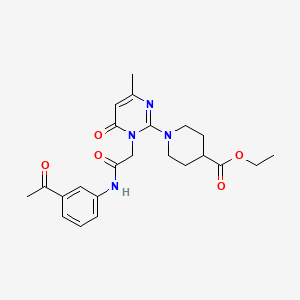 Ethyl 1-(1-(2-((3-acetylphenyl)amino)-2-oxoethyl)-4-methyl-6-oxo-1,6-dihydropyrimidin-2-yl)piperidine-4-carboxylate