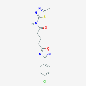 molecular formula C15H14ClN5O2S B277088 4-[3-(4-chlorophenyl)-1,2,4-oxadiazol-5-yl]-N-(5-methyl-1,3,4-thiadiazol-2-yl)butanamide 