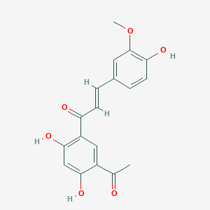 molecular formula C18H16O6 B027709 Acrylophenone, 5'-acetyl-2',4'-dihydroxy-3-(p-hydroxy-m-methoxyphenyl)- CAS No. 108051-28-1