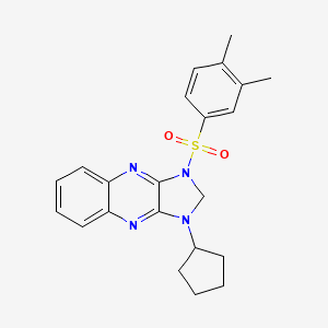 molecular formula C22H24N4O2S B2770915 1-cyclopentyl-3-((3,4-dimethylphenyl)sulfonyl)-2,3-dihydro-1H-imidazo[4,5-b]quinoxaline CAS No. 843671-75-0