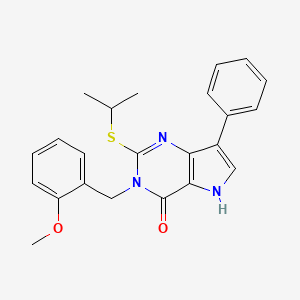 molecular formula C23H23N3O2S B2770937 2-(isopropylthio)-3-(2-methoxybenzyl)-7-phenyl-3H-pyrrolo[3,2-d]pyrimidin-4(5H)-one CAS No. 2034555-82-1