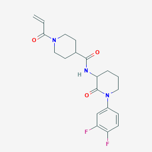 molecular formula C20H23F2N3O3 B2770946 N-[1-(3,4-Difluorophenyl)-2-oxopiperidin-3-yl]-1-prop-2-enoylpiperidine-4-carboxamide CAS No. 2361665-61-2