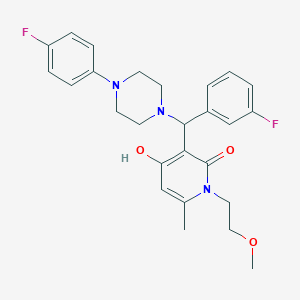 molecular formula C26H29F2N3O3 B2770948 3-((3-fluorophenyl)(4-(4-fluorophenyl)piperazin-1-yl)methyl)-4-hydroxy-1-(2-methoxyethyl)-6-methylpyridin-2(1H)-one CAS No. 897735-27-2