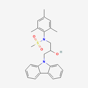 molecular formula C25H28N2O3S B2770965 N-[3-(9H-carbazol-9-yl)-2-hydroxypropyl]-N-(2,4,6-trimethylphenyl)methanesulfonamide CAS No. 865611-96-7